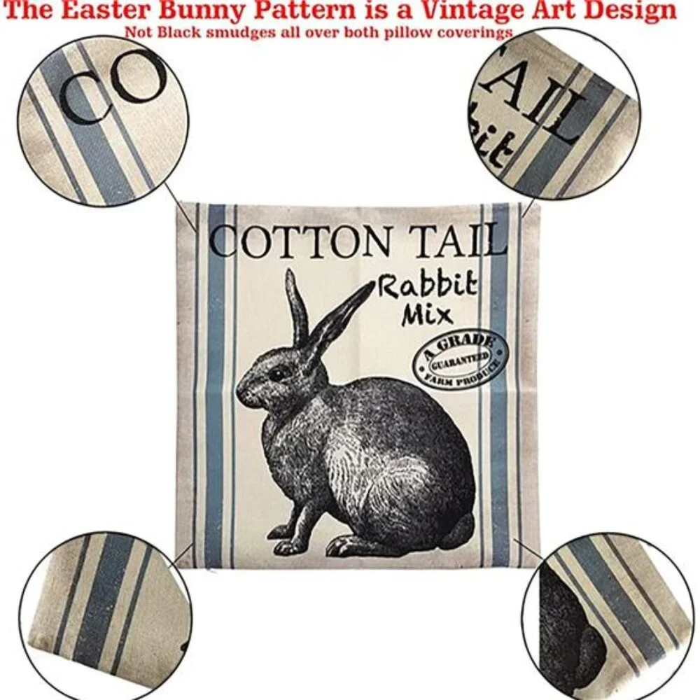 Vintage Farmhouse Bunny Throw Pillow Covers Retro Farm Rabbit Feed Home Décor